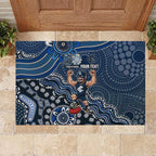 Personalized Carlton Blues Football Mascot Rubber Doormat Aboriginal Dot Art Style Vibrant Indigenous Pattern Design