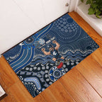 Personalized Carlton Blues Football Mascot Rubber Doormat Aboriginal Dot Art Style Vibrant Indigenous Pattern Design