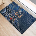 Personalized Carlton Blues Football Mascot Rubber Doormat Aboriginal Dot Art Style Vibrant Indigenous Pattern Design