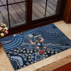 Personalized Carlton Blues Football Mascot Rubber Doormat Aboriginal Dot Art Style Vibrant Indigenous Pattern Design