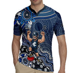 Personalized Carlton Blues Football Mascot Rugby Jersey Aboriginal Dot Art Style Vibrant Indigenous Pattern Design