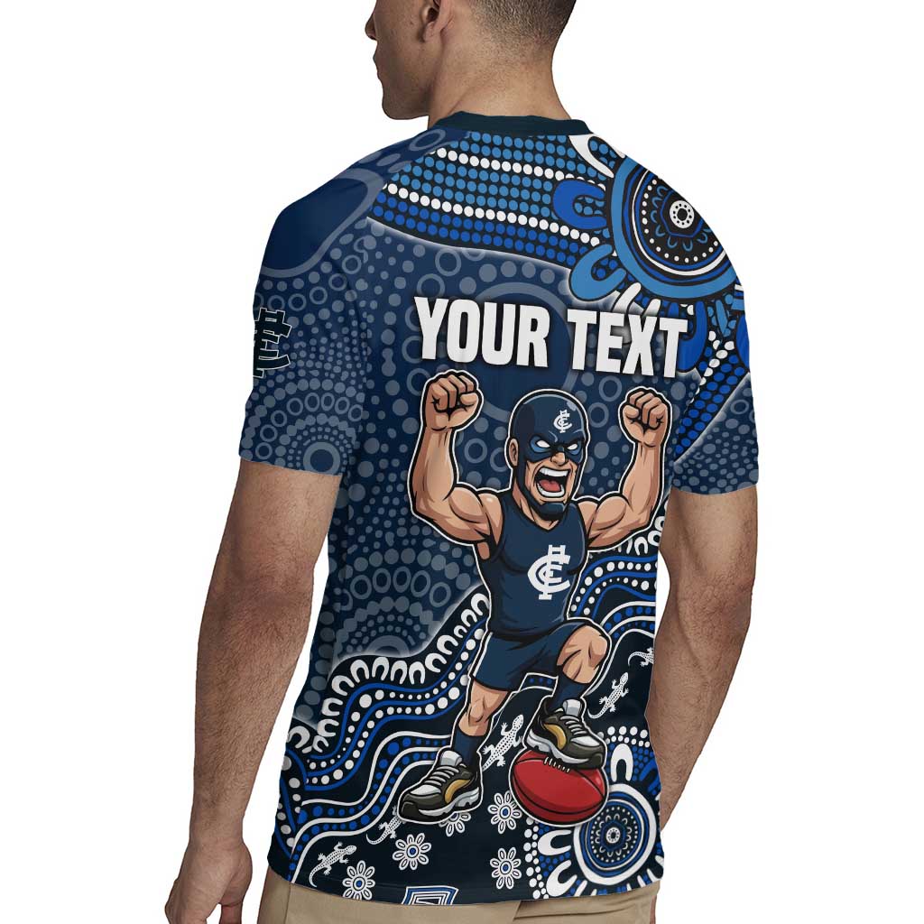 Personalized Carlton Blues Football Mascot Rugby Jersey Aboriginal Dot Art Style Vibrant Indigenous Pattern Design