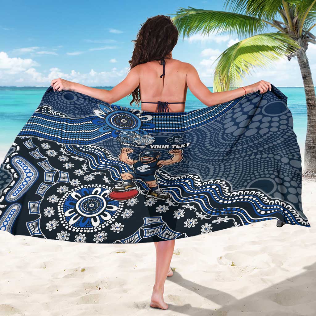 Personalized Carlton Blues Football Mascot Sarong Aboriginal Dot Art Style Vibrant Indigenous Pattern Design