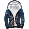 Personalized Carlton Blues Football Mascot Sherpa Hoodie Aboriginal Dot Art Style Vibrant Indigenous Pattern Design