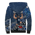 Personalized Carlton Blues Football Mascot Sherpa Hoodie Aboriginal Dot Art Style Vibrant Indigenous Pattern Design