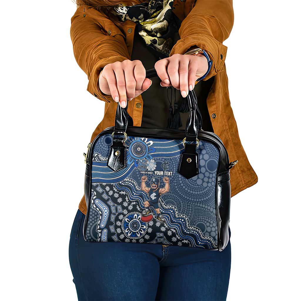 Personalized Carlton Blues Football Mascot Shoulder Handbag Aboriginal Dot Art Style Vibrant Indigenous Pattern Design