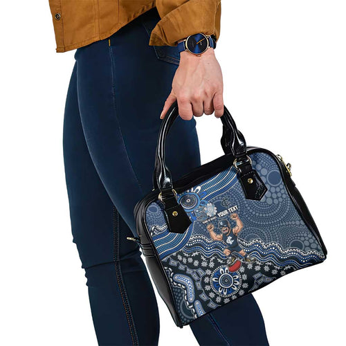 Personalized Carlton Blues Football Mascot Shoulder Handbag Aboriginal Dot Art Style Vibrant Indigenous Pattern Design