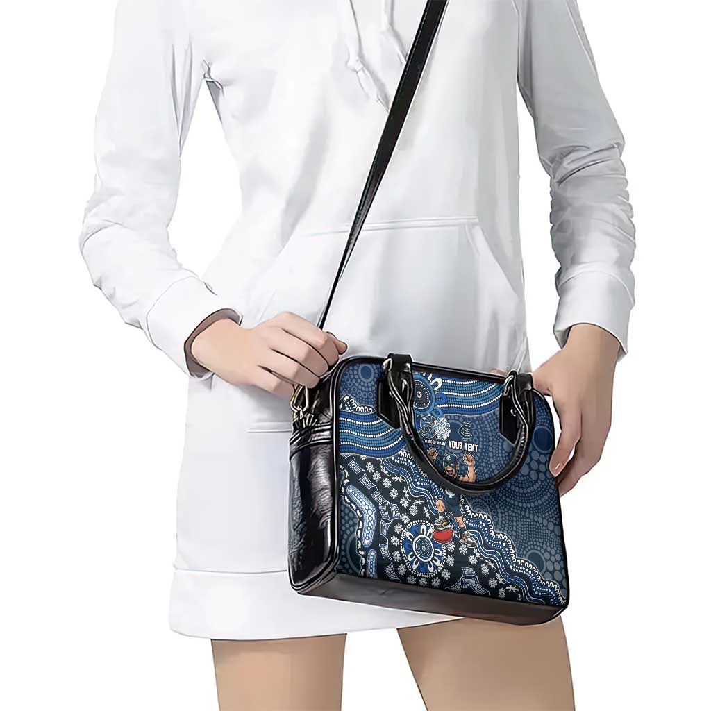 Personalized Carlton Blues Football Mascot Shoulder Handbag Aboriginal Dot Art Style Vibrant Indigenous Pattern Design