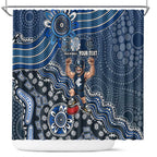 Personalized Carlton Blues Football Mascot Shower Curtain Aboriginal Dot Art Style Vibrant Indigenous Pattern Design