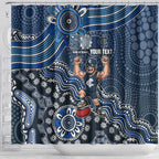 Personalized Carlton Blues Football Mascot Shower Curtain Aboriginal Dot Art Style Vibrant Indigenous Pattern Design