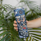 Personalized Carlton Blues Football Mascot Skinny Tumbler Aboriginal Dot Art Style Vibrant Indigenous Pattern Design