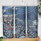 Personalized Carlton Blues Football Mascot Skinny Tumbler Aboriginal Dot Art Style Vibrant Indigenous Pattern Design