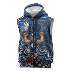 Personalized Carlton Blues Football Mascot Sleeveless Zip Hoodie Aboriginal Dot Art Style Vibrant Indigenous Pattern Design