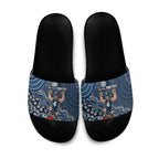 Personalized Carlton Blues Football Mascot Slide Sandals Aboriginal Dot Art Style Vibrant Indigenous Pattern Design