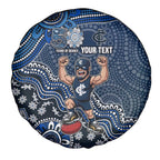 Personalized Carlton Blues Football Mascot Spare Tire Cover Aboriginal Dot Art Style Vibrant Indigenous Pattern Design