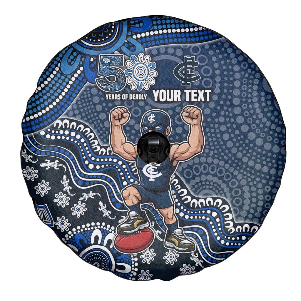 Personalized Carlton Blues Football Mascot Spare Tire Cover Aboriginal Dot Art Style Vibrant Indigenous Pattern Design