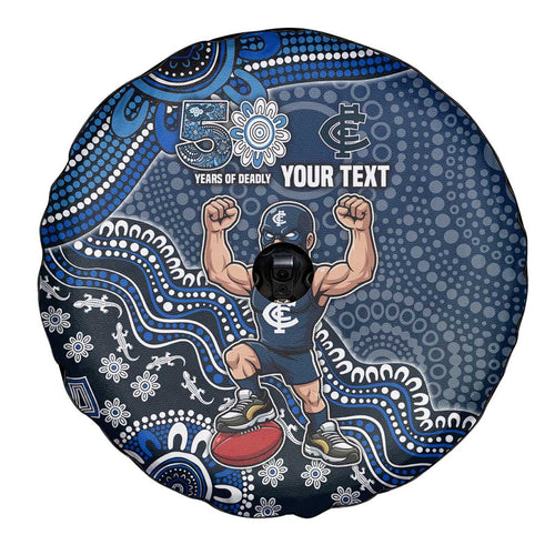 Personalized Carlton Blues Football Mascot Spare Tire Cover Aboriginal Dot Art Style Vibrant Indigenous Pattern Design