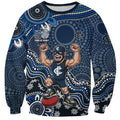 Personalized Carlton Blues Football Mascot Sweatshirt Aboriginal Dot Art Style Vibrant Indigenous Pattern Design