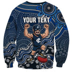 Personalized Carlton Blues Football Mascot Sweatshirt Aboriginal Dot Art Style Vibrant Indigenous Pattern Design
