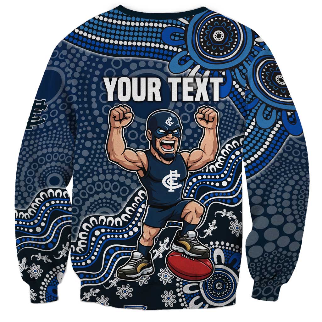 Personalized Carlton Blues Football Mascot Sweatshirt Aboriginal Dot Art Style Vibrant Indigenous Pattern Design