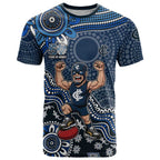 Personalized Carlton Blues Football Mascot T Shirt Aboriginal Dot Art Style Vibrant Indigenous Pattern Design