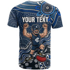 Personalized Carlton Blues Football Mascot T Shirt Aboriginal Dot Art Style Vibrant Indigenous Pattern Design