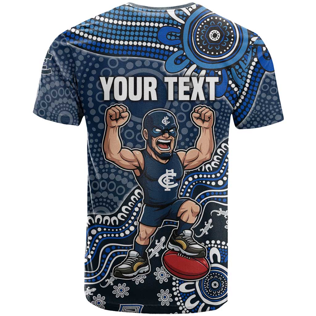 Personalized Carlton Blues Football Mascot T Shirt Aboriginal Dot Art Style Vibrant Indigenous Pattern Design