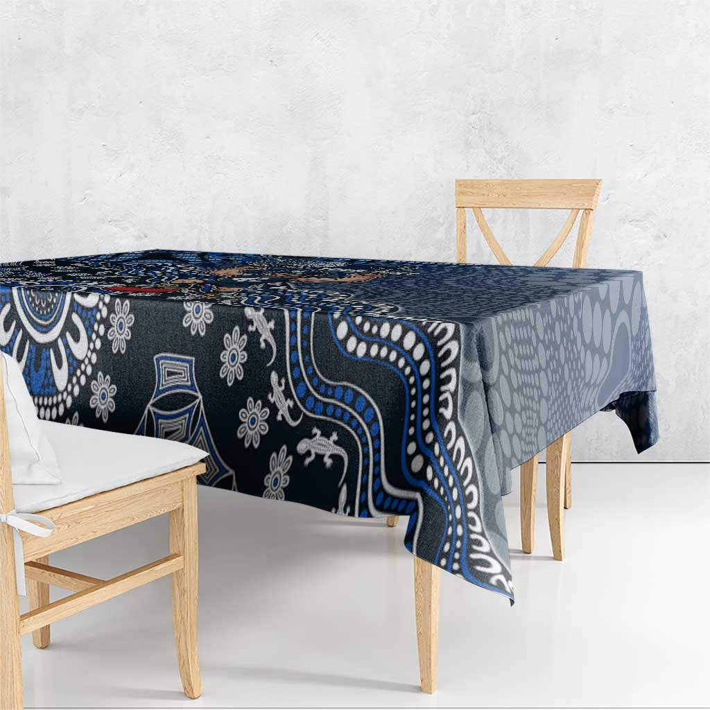 Personalized Carlton Blues Football Mascot Tablecloth Aboriginal Dot Art Style Vibrant Indigenous Pattern Design