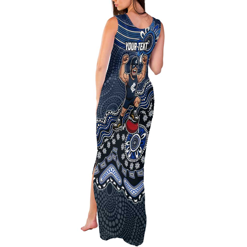 Personalized Carlton Blues Football Mascot Tank Maxi Dress Aboriginal Dot Art Style Vibrant Indigenous Pattern Design