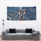 Personalized Carlton Blues Football Mascot Tapestry Aboriginal Dot Art Style Vibrant Indigenous Pattern Design