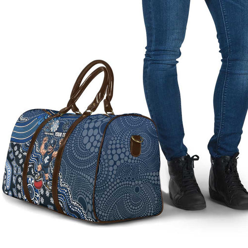 Personalized Carlton Blues Football Mascot Travel Bag Aboriginal Dot Art Style Vibrant Indigenous Pattern Design