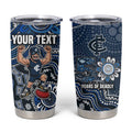 Personalized Carlton Blues Football Mascot Tumbler Cup Aboriginal Dot Art Style Vibrant Indigenous Pattern Design