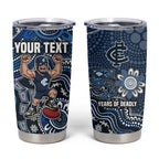 Personalized Carlton Blues Football Mascot Tumbler Cup Aboriginal Dot Art Style Vibrant Indigenous Pattern Design