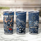 Personalized Carlton Blues Football Mascot Tumbler Cup Aboriginal Dot Art Style Vibrant Indigenous Pattern Design