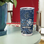 Personalized Carlton Blues Football Mascot Tumbler Cup Aboriginal Dot Art Style Vibrant Indigenous Pattern Design
