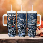 Personalized Carlton Blues Football Mascot Tumbler With Handle Aboriginal Dot Art Style Vibrant Indigenous Pattern Design