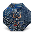Personalized Carlton Blues Football Mascot Umbrella Aboriginal Dot Art Style Vibrant Indigenous Pattern Design