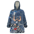 Personalized Carlton Blues Football Mascot Wearable Blanket Hoodie Aboriginal Dot Art Style Vibrant Indigenous Pattern Design