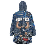 Personalized Carlton Blues Football Mascot Wearable Blanket Hoodie Aboriginal Dot Art Style Vibrant Indigenous Pattern Design