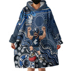 Personalized Carlton Blues Football Mascot Wearable Blanket Hoodie Aboriginal Dot Art Style Vibrant Indigenous Pattern Design