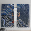 Personalized Carlton Blues Football Mascot Window Curtain Aboriginal Dot Art Style Vibrant Indigenous Pattern Design