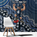 Personalized Carlton Blues Football Mascot Window Curtain Aboriginal Dot Art Style Vibrant Indigenous Pattern Design
