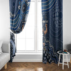 Personalized Carlton Blues Football Mascot Window Curtain Aboriginal Dot Art Style Vibrant Indigenous Pattern Design