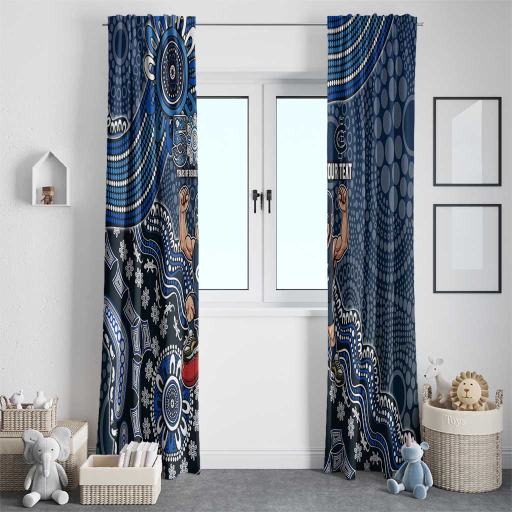 Personalized Carlton Blues Football Mascot Window Curtain Aboriginal Dot Art Style Vibrant Indigenous Pattern Design