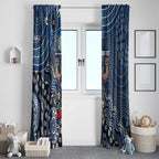 Personalized Carlton Blues Football Mascot Window Curtain Aboriginal Dot Art Style Vibrant Indigenous Pattern Design