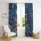 Personalized Carlton Blues Football Mascot Window Curtain Aboriginal Dot Art Style Vibrant Indigenous Pattern Design