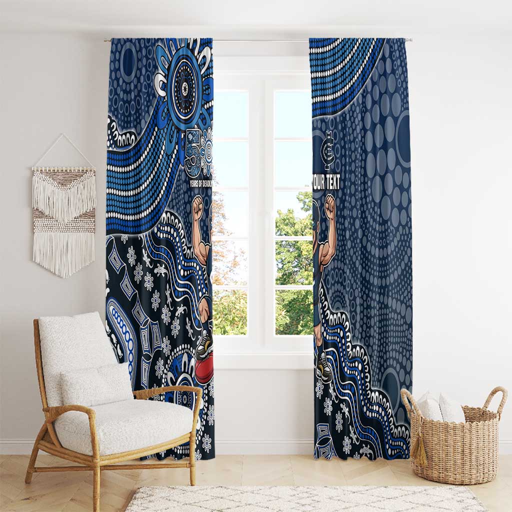 Personalized Carlton Blues Football Mascot Window Curtain Aboriginal Dot Art Style Vibrant Indigenous Pattern Design