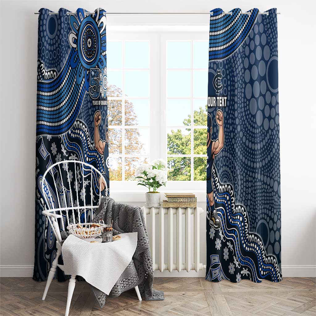 Personalized Carlton Blues Football Mascot Window Curtain Aboriginal Dot Art Style Vibrant Indigenous Pattern Design