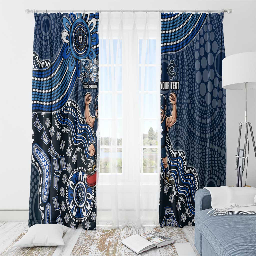 Personalized Carlton Blues Football Mascot Window Curtain Aboriginal Dot Art Style Vibrant Indigenous Pattern Design