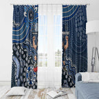 Personalized Carlton Blues Football Mascot Window Curtain Aboriginal Dot Art Style Vibrant Indigenous Pattern Design